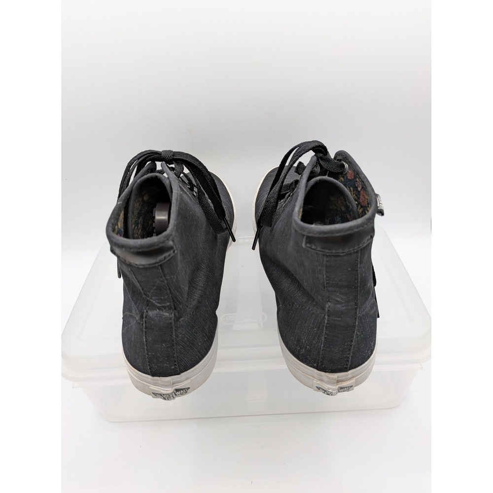 Vans High Top Sneakers Womens 11 Black Floral Lined Lace Up Skate Shoes - Picture 4 of 12